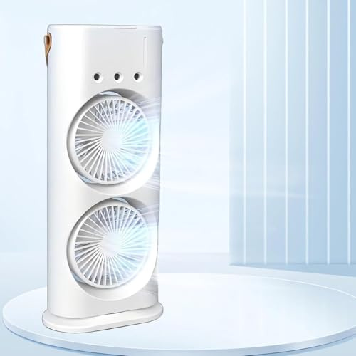 Tragbare Klimaanlage Fan, 4 in 1 Personal Mini Cooling Fan mit Wassernebel Spray, 3 Geschwindigkeiten Verdunstungsluft Kühler Wasser Fan Spray Nebel Tischventilator für Home Office Room (White 2)