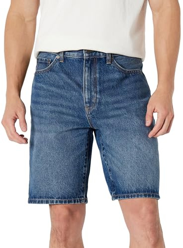 Amazon Essentials Men's Rigid Relaxed-Fit Jean Shorts, Stone Medium Wash, 36