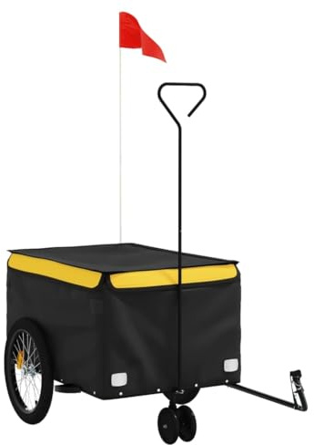 Fahrradanhänger Schwarz und Gelb 30 kg - Robustes Eisen & Oxford-Gewebe - Ideal für Familien & Outdoor-Abenteuer