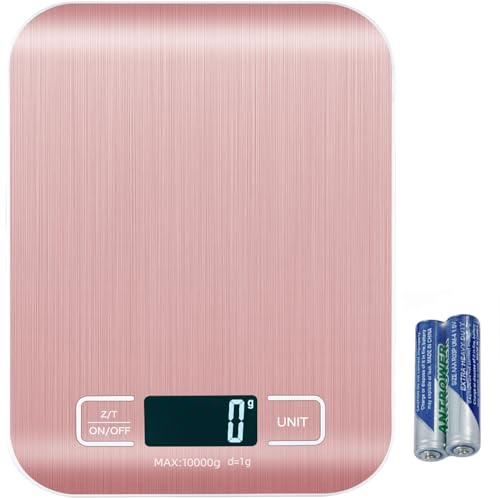 Kitchen Scale, 22 lb Digital Food Scales with Batteries, 5 Units with Tare Function, Touch Button, Backlit LCD Display
