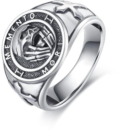 ONEFINITY Memento Mori Ring 925 Sterlingsilber Totenkopf Memento Mori Ring Schmuck Stoische Geschenke für Damen Herren