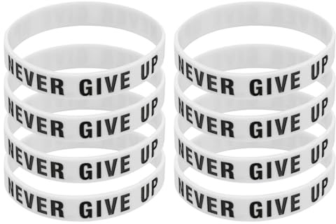 PATIKIL NEVER GIVE UP Motivational Wristbands, Personalized Bands with Text Silicone Wristbands Custom Rubber Bracelets for for Fitness Workouts