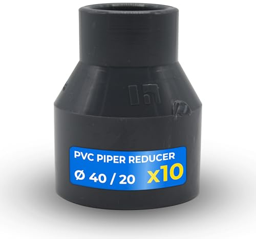 DOJA Barcelona Manicotto Riduzione PVC Ø 40mm x 20mm - Confezione da 10 - Installazione Facile - PVC Riduttore Tubo Raccordo con Dimensioni Precise - Riduttore Tubo per Versatilità di Applicazioni