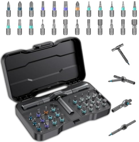 OUKENS Set di Cacciaviti Magnetici a Cricchetto 24 in 1 con Manico RS1, Strumento di Riparazione Multiuso per Mobili, Computer e Riparazione Elettronica
