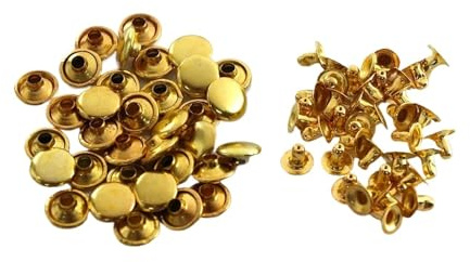 100 juegos de remaches metálicos de una sola tapa de 3 mm a 10 mm, remaches redondos for manualidades de cuero, bolsos, cinturones, prendas(Gold,8mm)