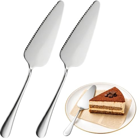 BaZuyunMd 2 Stücke Tortenheber Edelstahl,Kuchenschaufel mit Gezackten Kanten,Tortenheber mit Schieber,für Restaurants, Küchen und Partys (Silber)