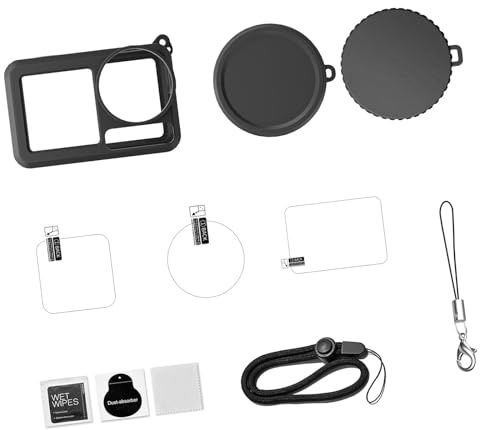 Shockproof Camera Case with 9H Hardness Glass Film and Dustproof Covers Full Set for Action 5pro Camera Protective Cover