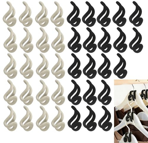 40 Piezas Gancho para Perchas, Tiradores de Conexión para Perchas, Clip para Colgar Accesorios, Clip para Colgar Que para más Espacio y Orden en el Armario