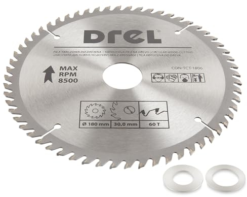 Rexxer HM Kreissägeblatt Ø 180 x 20/16 mm 60 Zähne für Hart- und Holzwerkstoff Spannplatte