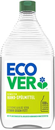 Ecover Spülmittel, kraftvoller Fettlöser für das Spülen von Hand, Zitronen- und Aloe-Vera-Duft, Ecover Spülmittel, 1 x 950 ml