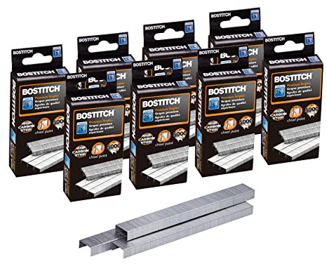 Bostitch Office Standard Staples, 1/4 Length,Full Strip Staples, 5000 Per Box, 8-Pack
