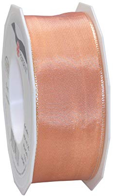 PRÄSENT Lyon Band mit Drahtkante apricot, 25 m Dekoband zum Verzieren & Basteln, 40 mm Breite, leicht biegsames Schleifenband, für Festliche Dekos zu besonderen Anlässen