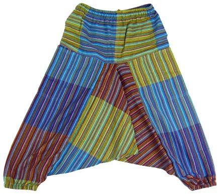 Simandra Barnkläder Patchwork-byxor XS-XXL – bunt I Haremshose med gummistöd av 100 % bomull I aladinbyxor med 2 fickor + komfort + rörelsefrihet