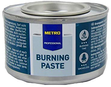 Metro 4 x 200 g brännpasta 3 timmars bränngel kvalitetsprodukt för matvärmare Chafingdish gastrobehov