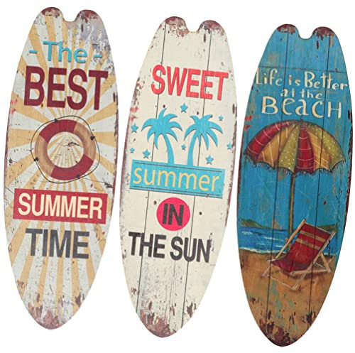 DECHOUS 3stücke Surfbrett-deko aus Holz Hängende Surfbrett-wanddeko Surfbrett-verzierung für Zimmer Wohnaccessoire Dekoration aus Holz für Schreibtisch oder Regal