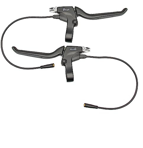 Levigo Aluminum Alloy Electric Bicycle Brake Levers with Waterproof 3-Pin WP Plug Cable Mountain Bike Left Right Anti-Skid Brake Handles Bike Spare Parts Bicycle Accessories