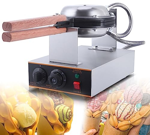 Gaufrier à bulles rotatif à 360 °, gaufrier commercial avec minuterie et thermostat réglables, double oeuf avec revêtement antiadhésif