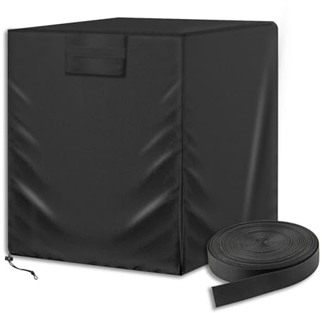 Air Conditioner Cover for Outside Units with Windproof Straps & Reinforced Buckles 420D Heavy Duty Square ac Covers Outdoor Protects HVAC Condenser From Winter Rain Snow Ice Dust Up to 36x36x39 inches