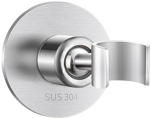 Duschkopfhalterung Ohne Bohren, Edelstahl 304 Handbrause Halterung Universal Verstellbar Brausehalter Selbstklebend Mit Klebepads Duschhalterung Mit 360 Grad Kugelgelenk Verstellbar (Silber)