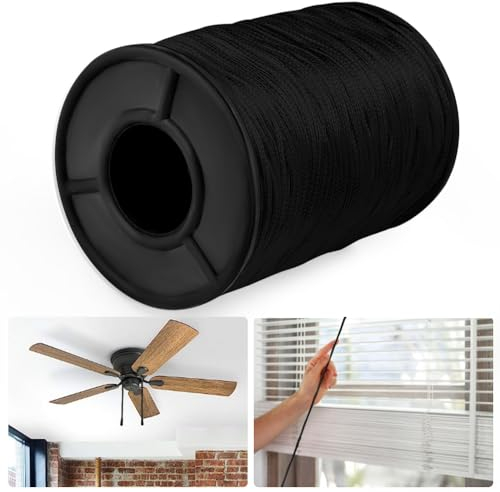 DTYGUIXE 1MM Corde d'Ombrage Tressé Noir 150 Mètres Rouleau de Cordon Tressé en Polypropylène Cordon Store Venitien Noir Corde ou Drisse Corde Tressée pour Stores Corde de Survie pour Stores