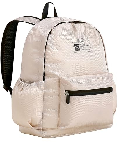 Long Keeper 15 l verstaubarer leichter Rucksack für Damen und Herren, wasserabweisend, faltbar, Wandern, Reisen, Camping, Tagesrucksack, Beige, Tagesrucksäcke