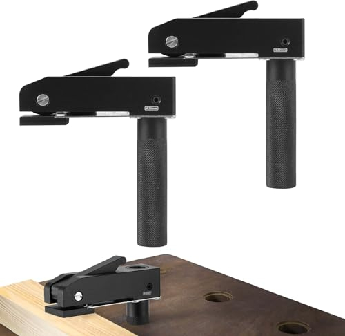 19mm Desktop-Schnellhalteklemme,Tischplatten-Niederhalter，feste Klemme,Verstellbarer Schreibtisch-Clip für Die Werkbank Hundeloch zum Holzschnitzen, Schleifen，Fräsen (2, 19mm)