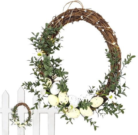 Samuliy Ghirlande Di Pasqua Con Uova,Ghirlanda Di Pasqua Con Luci | Ghirlanda del Festival di Primavera - Adorabile fattura, squisite ghirlande pasquali artificiali illuminate per la decorazione della