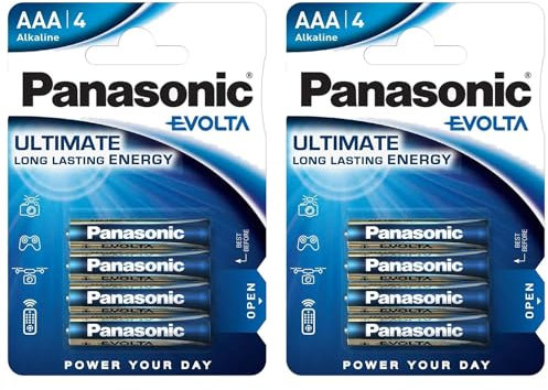 PANASONIC Lot de 2 Blisters de 4 Piles Alcaline Evolta AAA LR03