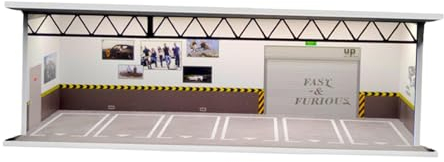 Harilla 1/64 Parkplatz-Vitrine, Modellauto-Vitrine mit 6 Parkplätzen und Beleuchtung, A