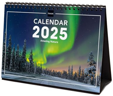Finocam – International 2025 Desktop Photo Calendar Month View January 2025 – December 2025 (12 Months) Nature International