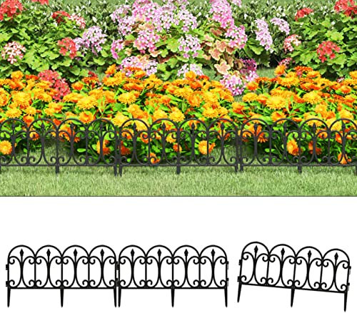 ZEYUAN Rasenkanten 17 STK Beetumrandungen, Beeteinfassung, Grabumrandung, Zaun Garten, Beetabgrenzung, Beetzaun, Schwarz 10 m PP