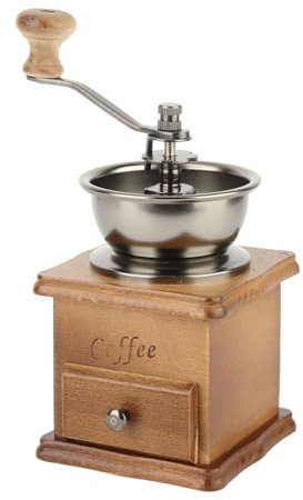 Macinacaffè Manuale a Manovella Vintage in Legno Massello, Metallo, Portatile per Uso in Ufficio in Viaggio