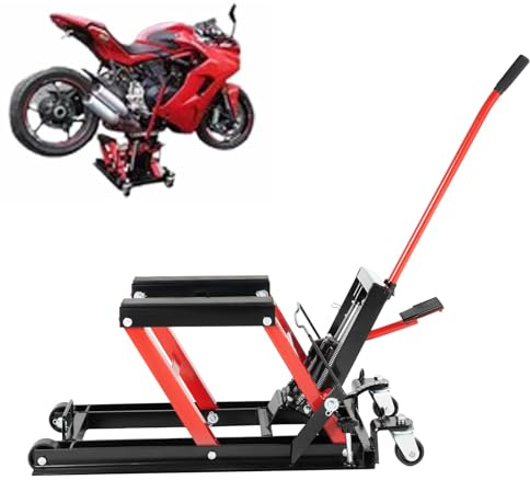 Levkitch Hydraulisk motorcykellyftare upp till 680 kg lastbar motorcykel lyftare motorcykellyft monteringsstativ justerbar 115–365 mm monteringsbock motorcykellyft (svart-röd)