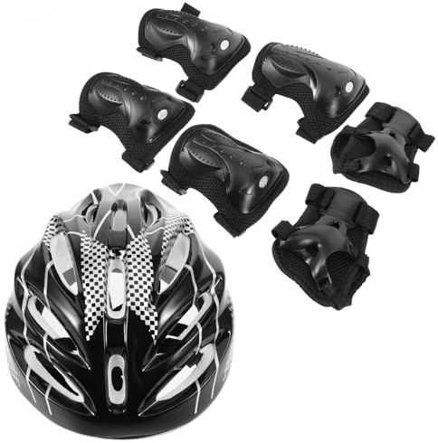 Kisangel Schutzset für Erwachsene Roller Skating Helm Knieschoner Ellbogenschützer Handpolster Langlebiges Baumwollmaterial für Outdoorsportarten