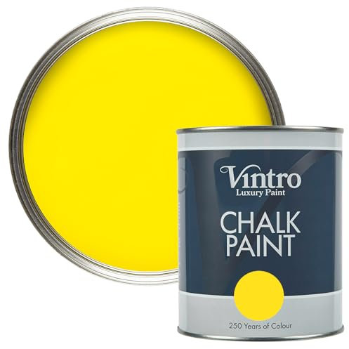 Vintro Paint - Chalk Paint for Furniture, Walls and Woodwork. Interior Use. Quick Dry. 1 Litre (Bright Yellow - Osborne Yellow)