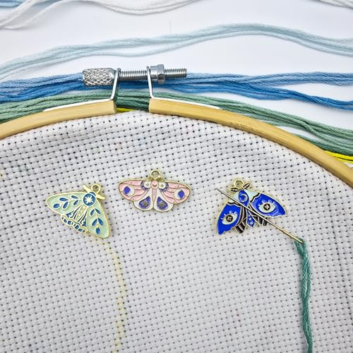 Fjäril nål minder magnetisk nålhållare för korsstygn broderi sömnad nål och stifthållare nålpunkt tillbehör (färgad fjäril)