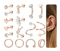 Adramata 16Pcs Helix Piercings Chirurgenstahl 16G Piercing Ohr CZ Herz Ohrstecker Knorpel Ohrringe Damen Klein Creolen Gold Silber Conch Helix Tragus Ohrringe für Mehrere Ohrlöcher