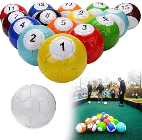 16 St Läderfotbollsbiljardset, Snookerbollar Uppblåsbara Biljardfotbolls-Snookerbollsset Bordsspel, För Trädgårdsrum Utomhusspelunderhållning,20cm/7.87inch