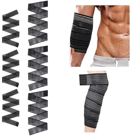 eupdd 6 Bande Genoux: 90+180cm Bandage au Genou, pour Cuisse, Compression Mollet, Maintien de Compression genoux, Manchon Compression Mollet, Manchons de compression, pour Fitness, Course à pied