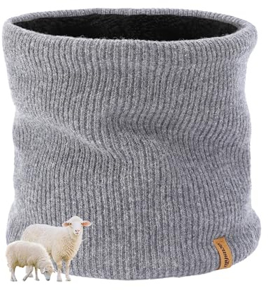 ACUSHLA 100% Merino Wool Neck Gaiter, Fleece Lined Winter Neck Warmer