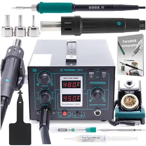 Station de soudage 2 en 1 Techrebal 706 III Puissance 720 W Fer à souder pour pointes C245 Flux d'air chaud Rma-223 Support de remplacement de pointe