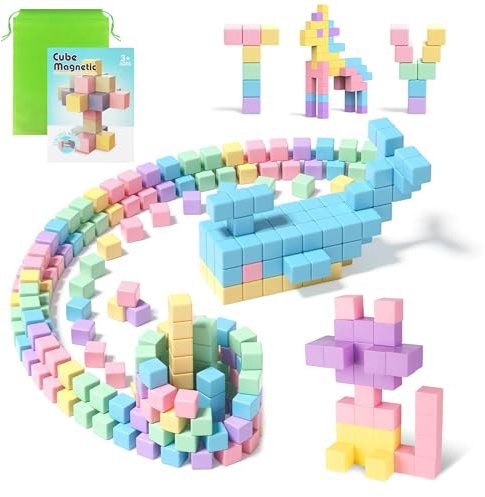 80 Stück Magnetische Bausteine Kinder, Magnetbausteine Set Magnetisches Spielzeug ab 3+ Jahren, Magnet Bausteine für Kinder Jungen Mädchen,Magnetwürfel Magnetic Building Blocks Lernspielzeug Geschenk