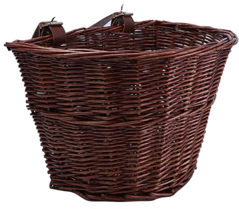 Alipis Cestino per Bicicletta Anteriore in Vimini Intrecciato di Salice Naturale Cesto per Ampia capacità Fissaggio Senza Attrezzi per Bici Sportive all’Aperto Colore Marrone Rosso