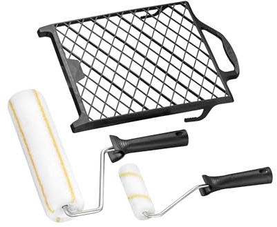 Handelskönig Farbroller-Set 5-teilig bestehend aus 2 Walzen (25 cm, 10 cm) mit passenden Bügeln & Farbgitter 27 × 29 cm