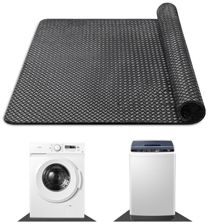 Washing Machine Anti Vibration Mat Doubled-Sided Non Slip Under Washing Machine Mat Vibration Absorbing Mat for Floor Protection Shock Absorbing Noise Reducing for Laundry Room Black (60 * 60CM)