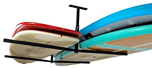 StoreYourBoard Standup Paddle Board and Surfboard Garage Storage Rack - Adjustable Ceiling Mount Hanger for SUP Storage, Heavy Duty Overhead Paddleboard Organizer for Garage, Space Saving Rack, Double
