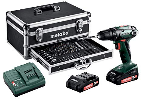 Metabo Werkzeuge 18 V Farbe Großes Set mit Aluminium Werkzeugkoffer 2 x 2Ah Akku & viel Zubehör