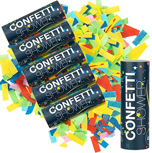 ILP 6 x Tubi Coriandoli Senza Botto - Divertimento Colorato con la Spara Coriandoli Compleanno - Sparacoriandoli Laurea da Utilizzare Come Decorazione per Festa di Capodanno e Promessa di Matrimonio