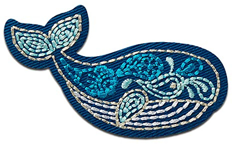 Wal Tier - Aufnäher, Bügelbild, Aufbügler, Applikationen, Patches, Flicken, zum aufbügeln, Größe: 7,0 x 3,5 cm