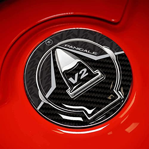 LABELBIKE 3D Motorrad Tankdeckelaufkleber kompatibel mit Ducati | Panigale V2 2020-2022, Harzschutz, Kratzfest, Dekor, Carbon Black Grey